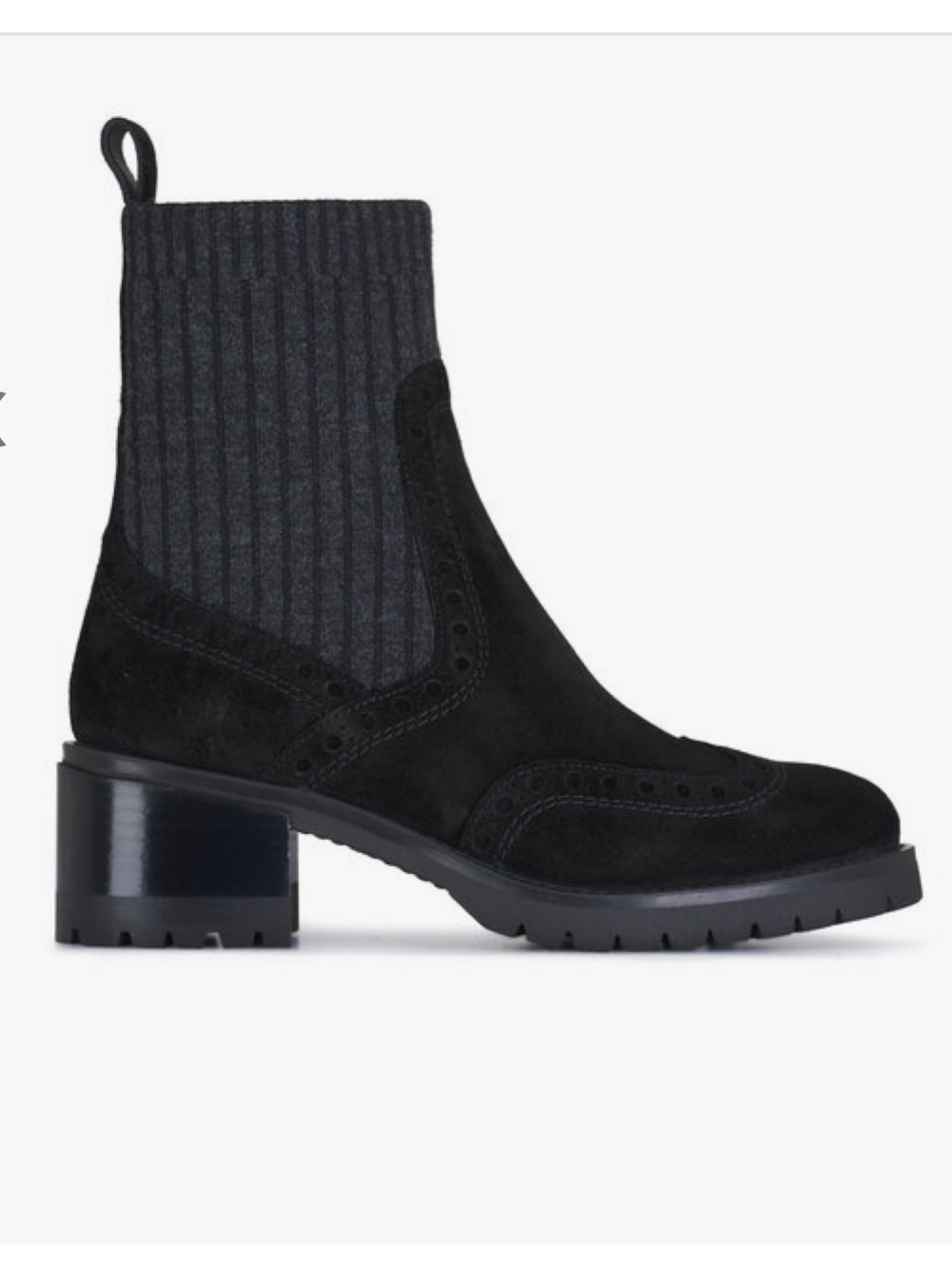 Ferret Black Suede Brogue Boot, Santoni
